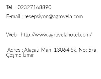 Agrovela Hotel iletiim bilgileri